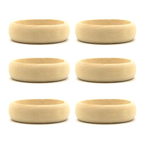 VVXXMO 6 Stück natürlicher Holz-Armreif, gebogenes Holz-Armband, DIY Malerei Schmuck, 4, One size