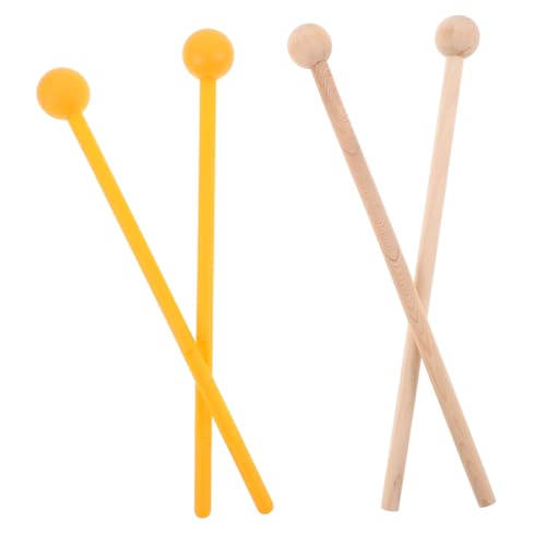 Abaodam 2pairs Wood Percussion Sticks: Xylophone Mallets Glockenspiel Mallets Rhythm Drum Sticks - for Kids Music Practice Chime Bells and Musical Education Tools