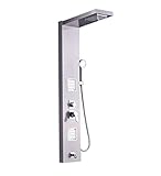 DFGHNBVC Moderne Duschsäule Aus Edelstahl Zur Wandmontage, Einhand-Duscharmatur, Duschpaneel, Badewannenmischer Mit Handbrause, Temperaturanzeige, Graue Ausführung