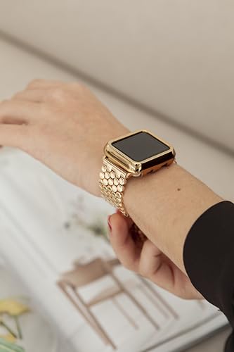 Image of My Pretty Strap - Compatible Apple Watch Band Strap, Stainless Steel Fashion iWatch Replacement Strap- Easy Resizing, No Tool Needed, Fits Most Wrists- Series 1-11, SE and Ultra