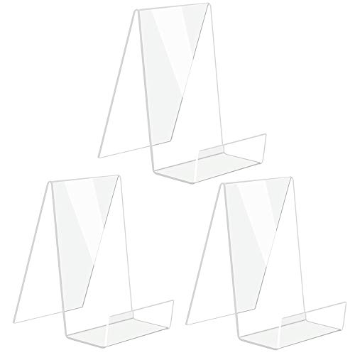 3 Pièces Support pour Livres, Support de Livre/Serre-Livres, Support de Livre En Plexiglas, Transparent Plastique Stand Livre pour Afficher Livres, Cahiers,...