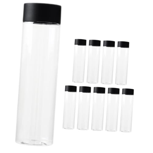 Unomor 10pcs Empty Plastic Bottles 400ml Round Juice Jars Lids Leak Proof Reusable Water Bottles