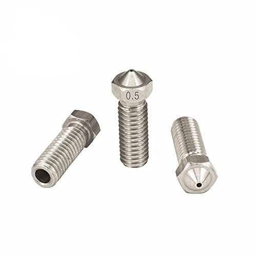 Lysee 3D Printer Parts & Accessories - 3D Printer Volcano Nozzle Extra Lengthen Stainless Steel M6 0.2/0.3/0.4/0.5/0.6/0.8/1.0/1.2mm for 3.0mm Filament - (Size: 0.5mm for 3.0mm)