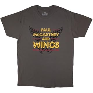 Rock Off officially licensed products Men’s Paul McCartney Wings Over America ’76 T-Shirt Charcoal Grey - Les Beatles, Paul McCartney, John Lennon, RIngo Starr, George Harrison
