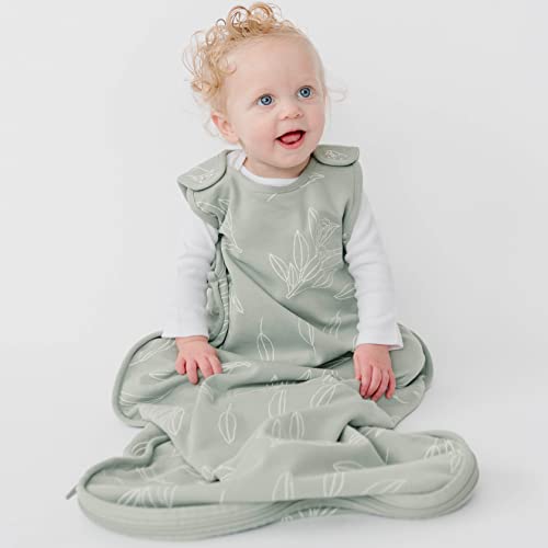 Image of Woolino 4 Season Ultimate Baby Sleep Sack - Merino Wool Baby Sleeping Bag, Organic Cotton Outer, Temperature Regulating Wearable Blanket, All Season, 2 Months-2 Years - Sage