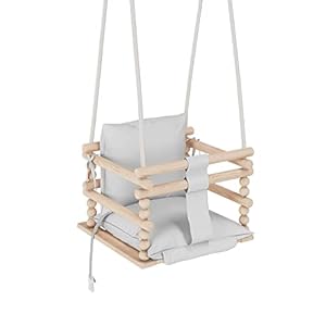 MAMOI® Baby schommel 3 in 1 + VEILIGHEIDSGORDEL | 190-260cm Plafondhoogteverstelling | Schommel baby hout | Schommel…