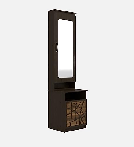 Image of NEUDOT Paris Wooden Dressing Table with Mirror and Storage | Engineering Wood | Vanity Table with Mirror | Bedroom, Living Room | 1-Year Warranty, Brown