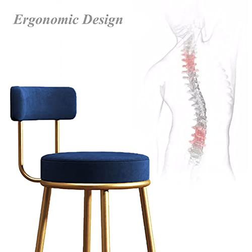 Tabouret de bar velours stable avec dossier ergonomique de café - 6