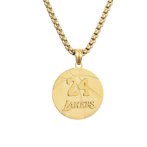 Winssi, Winssigma Stainless Steel Basketball Star Memorial Souvenir Lakers Number 24 Pendant Necklace, Gold