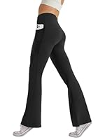 Glacspyg Damen Hose mit Taschen Yogahose Freizeit Jogginghose High Waist Sporthose Elastische Weite Bootcut Jazzpants Schwarz 2XL