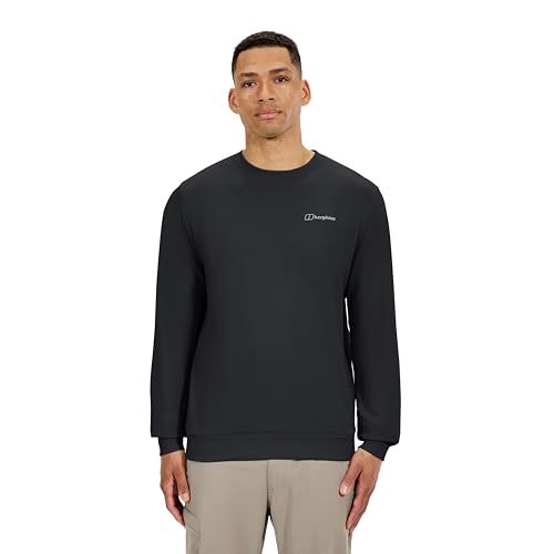 Sweat noir homme Berghaus XS vêtement sport décontracté col rond imprimé logo