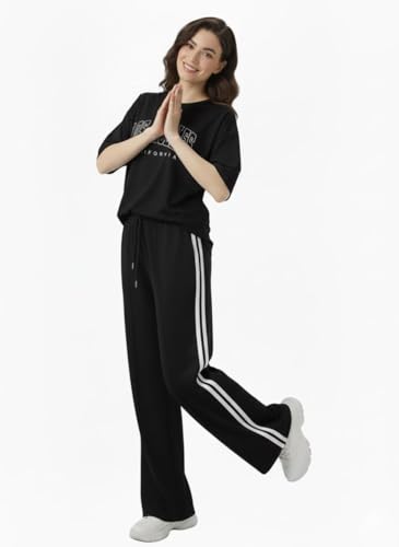 Image of EHA Women Co-ord Set for Girls | Stylish Two Piece Dress with Oversize Tshirt & High Waist Jogger|Trendy Cotton Blend Track Suit Set for Women | Casual /Travel & Lounge Wear Outfits