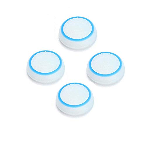 Image of 4PCS Silicone Thumb Stick Joystick Analog Grip Thumbsticks Cap Cover Case for PS4 PS3 PS2 Xbox One Xbox 360 Wii U NS Pro Controller (White-Blue)