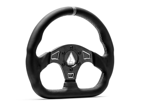 Assault Industries 100005SW0206 Black/White Stitch Ballistic D Steering Wheel with Billet Front Plate