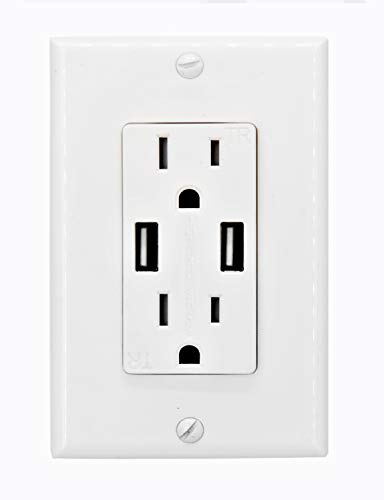 Outlet with USB High Speed Charger 4.2A Charging Capability,Duplex Receptacle 15 Amp, Tamper