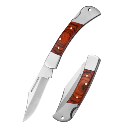 Image of 3.75 inch Spanish Brown Wood Handle Pocket Knife for Men,Lockback Traditional Folding Knife for Outdoor, Survival, EDC, Camping, and Every Day Carry