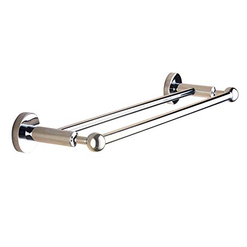 Barre de serviette double en acier brossé de 45 cm pour salle de bain