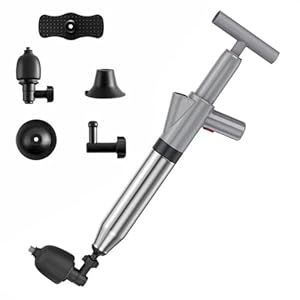 Reheyre Toilet Plunger Blaster, Nieuwe Rechte Pijp Aansluiting Emmer Toilet Pijp Ontstopping met Ballon Seal, Krachtig Toilet Riool Vloer Leak Verstopt Alles-in-één kanon. Ontstoppen Grijs