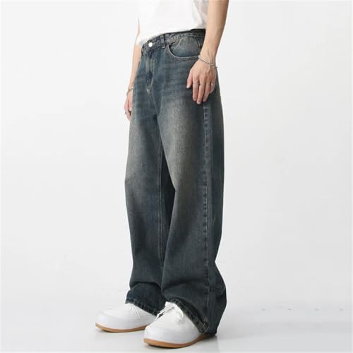 Men's Casual Ripped Denim Jeans, Wide Leg Design, High-Waisted Distressed Pants4