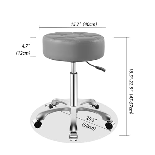 Image of Ainilaily Rolling Stool with Wheels, Thick Cushion Heavy Duty Esthetician Hydraulic Chair Stool for Work Medical Tattoo Salon Office (Grey)