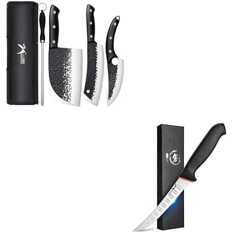 Golden Bird 4pcs Butcher Knife Set & 6 Inch Boning Knife Cover