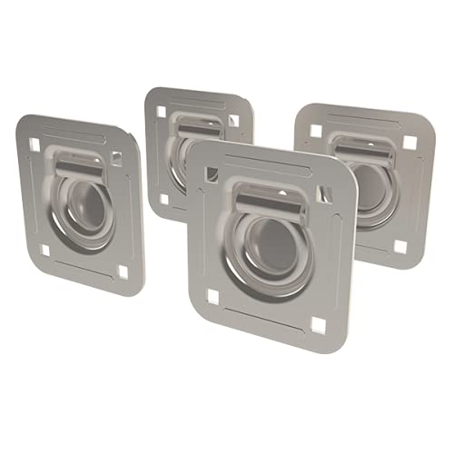 TCH Hardware 4 Pack Stainless Steel Recessed Tie Downs | Flush Pan Mount | Strong 6,000 lbs Load Rating | Heavy Duty