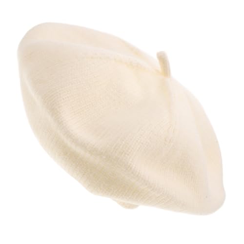 SAFIGLE Kids Knitted Beret Hat Fashionable French Style Baby Beanie for Boys and Girls Warm Winter Cap for Head Circumference 44-49cm Versatile Casual Outdoor Accessory Beige