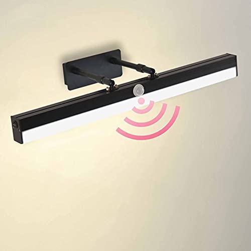 QEGY LED Lampe Miroir Salle de Bain avec Détecteur de Mouvement, Noir Applique Salle de Bain avec Interrupteur, Moderne Lampe de Maquillage Réglable Lampes pour Miroir Coiffeuse Etanche,30cm6w Cover