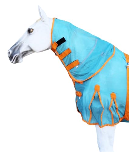 Image of Challenger Horse Mesh Summer Sheet Spring Fly Sheet Airflow Neck Turquoise Orange 73151