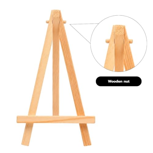 Image of Grandink 7 Inch Mini Wood Display Easel 9mm (Set of 10) | Natural wood A Frame easel stands for mini canvases, business cards, photos, signs, and tabletop displays.