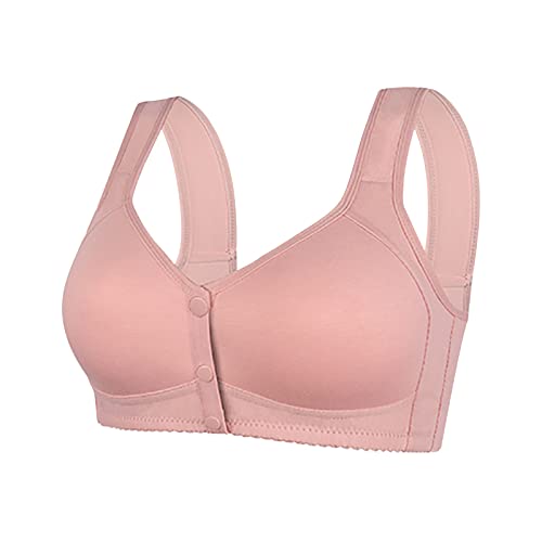 XOUSAEKM Sujetadores de cierre frontal sin aros para mujer, brasier de lactancia de cobertura completa sin costuras, brasier push up sin costuras, brasier antiflacidez, tirantes anchos, bralette