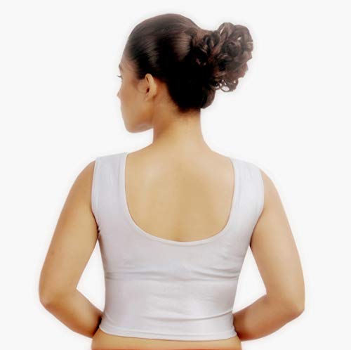 Image of Abhi Readymade Saree Blouse for Women- Sleeveless, Round Neck, Regular-fit, Stretchable, Pull-on Style Blouse