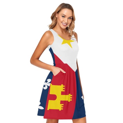Robe d'été drapeau de l'Acadiana sans manches avec poches pratiques