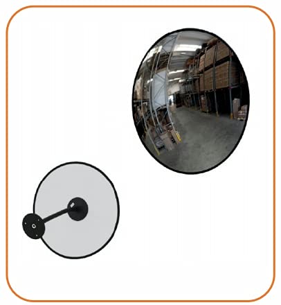 PARKING FACIL | Espejo de Seguridad Interior de Ø 60 cm con Anclaje a Pared Incluido | Alta Resistencia al Impacto | Material Acrílico Aluminizado Protegido con una Junta de Caucho Negro Cover