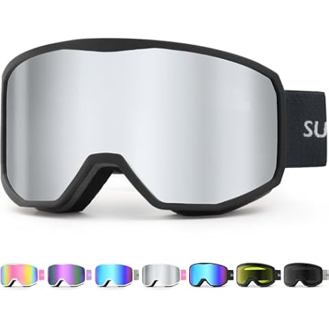 Supertrip Ski Goggles for Women Men, Anti-Fog UV Protection Snow Goggles Snowboard Goggles for Adult Youth (Black Frame/Silver Lens(vlt 11%)) Cover