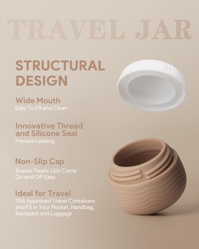 Travel Containers for Toiletries, Silicone Cream Jars, TSA Approved Travel Size Containers Creams, Leak-proof Essentials/Accessories with Lid for Cosmetic Face Body Cream(4 Pack)3