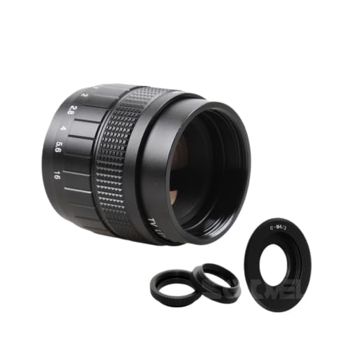 Lente CCTV 35mm F1.7 montura C y anillo macro compatible con Olympus OM-D EM10 y EPL