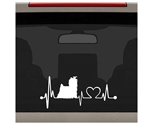 Bluegrass Decals Yorkie Yorkshire Terrier Heartbeat Lifeline Monitor Dog Decal Sticker (White) K1031 #TOP4