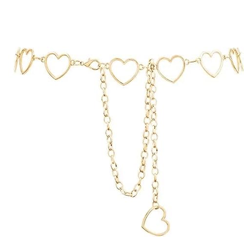 Fashion Long Tassel Love Hearts Pendant Gold Metal Waist Chain Women Girls Adjustable Body Link Belts Body Belly Jewelry For Jeans Dresses #TOP5