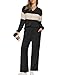 RUMIA Two Piece Sets for Women Loose Fit Fall Fashion Sweater Pant Sets Travel Outfits Airport Ouffits Black Beige M