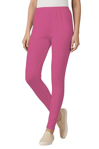Image of Women's Cotton Lycra Ankle Length Leggings | Regular Rise, Soft 4 Way Stretch Fabric | Casual & Ethnic Wear