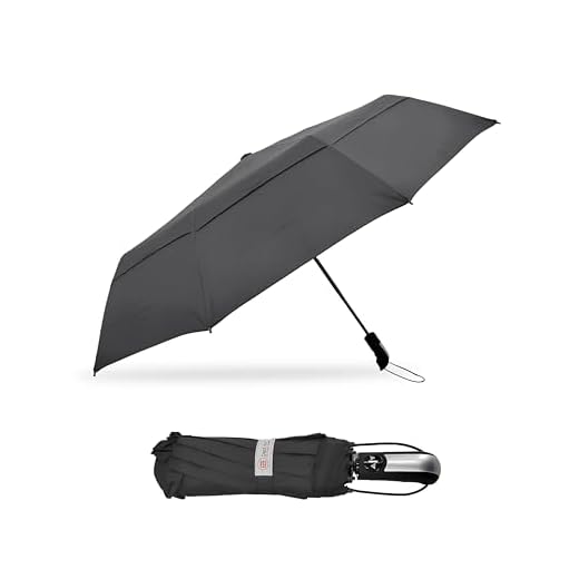 Destinio Automatic Large Foldable Umbrella For Men And Women - 3 Fold Windproof With Travel Cover (Black, Wind Vent, Teflon Coating, 23 Inch)