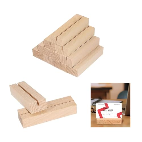 12 soportes para tarjetas de madera, doble utilizable, para menús, fotos y números de mesa, soporte estable de madera natural para bodas, restaurantes y eventos