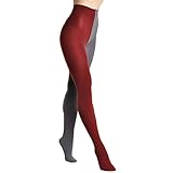 Angelina Women's Brushed Fleece Interior Thermal Fashion Tights, 1-pack Gray and Red, One Size