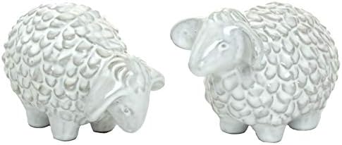 Party Explosions Wooly Sheep Ceramic Farmhouse Figurines - Set of 2