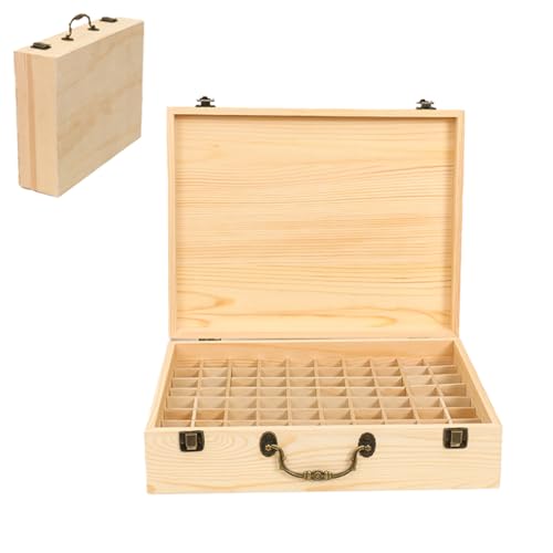 80 Trous Boite Rangement Huiles Essentielles Bois,Coffret Bois Rangement Huiles Essentielles,Pour 5-15ml Bouteille d'Huile Essentielle,Peut Contenir Des Huiles...