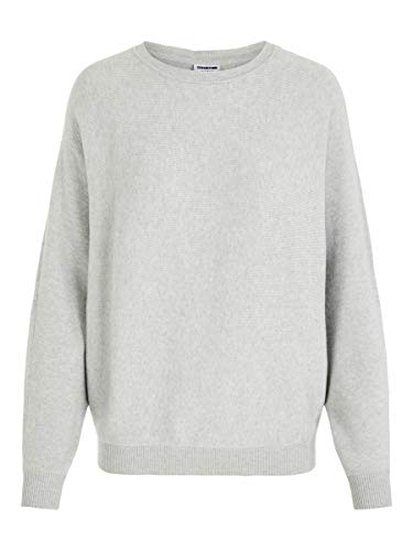 Noisy May NOS DE Damen NMSHIP L/S O-Neck Knit NOOS BG Pullover, Grau (Light Grey Melange Light Grey Melange), S Cover