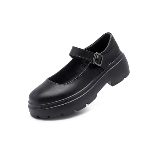 Image of Womens Mary Jane Shoes Round Toe Ankle Buckle Strap Chunky Heel Pumps Platform Casual for Comfortable Dressy Party Work Oxfords