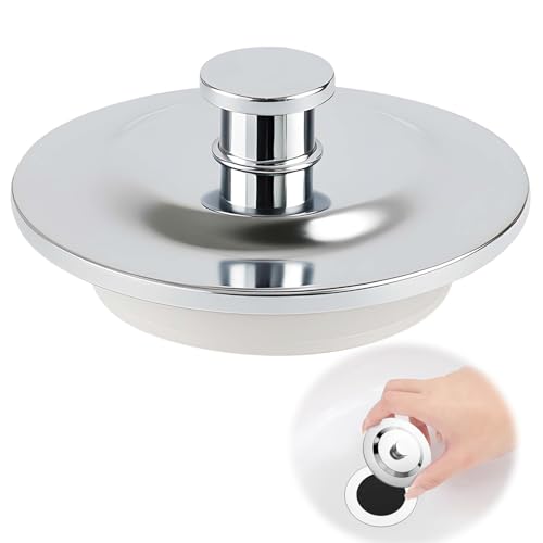 Tapones de Drenaje de Acero Inoxidable, Tapón de Drenaje,Tapón de Drenaje Universal de Acero Inoxidable y Silicona, Apto para Orificios de 42-44 mm, para Bañeras y Lavabos de Cocina