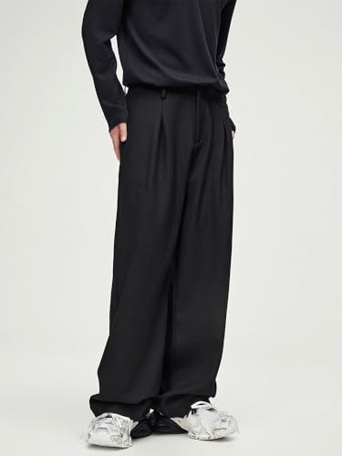 Men's Pleated Drop Dress Pants Straight Wide Leg Casual Trousers Pants for Men2